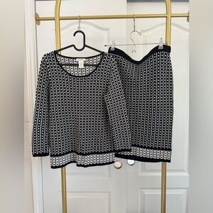 Max Studio Black and White Crew Neck Knit top - S and Skirt - M  set
